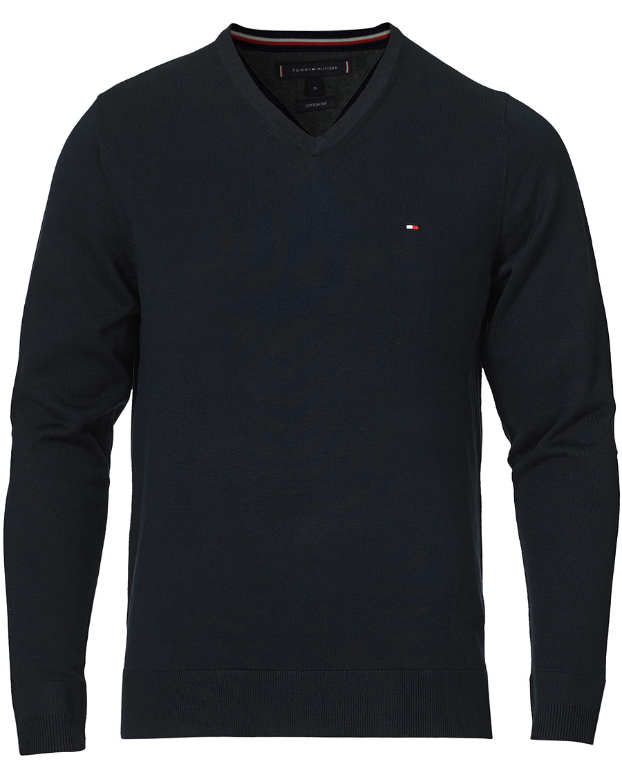 Herr | Tröjor | Tommy Hilfiger | Cotton/Silk V-Neck Pullover Sky Captain