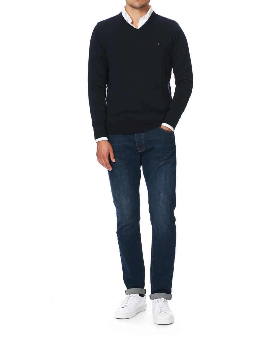 Herr | Tröjor | Tommy Hilfiger | Cotton/Silk V-Neck Pullover Sky Captain