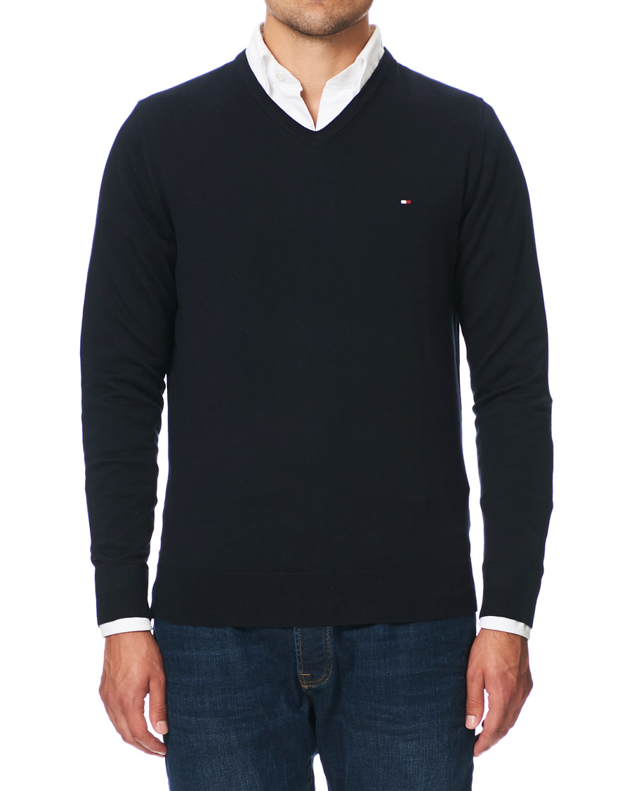 Herr | Tröjor | Tommy Hilfiger | Cotton/Silk V-Neck Pullover Sky Captain