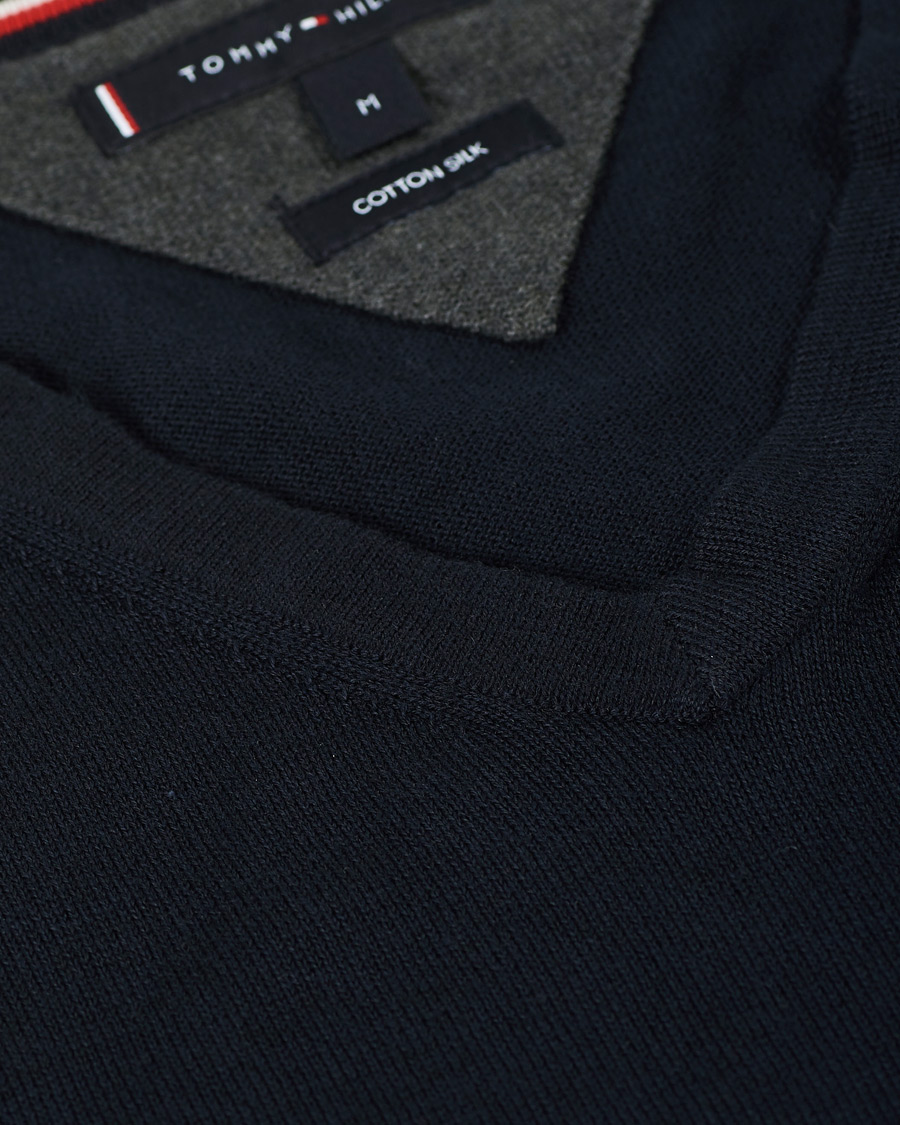 Herr | Tröjor | Tommy Hilfiger | Cotton/Silk V-Neck Pullover Sky Captain