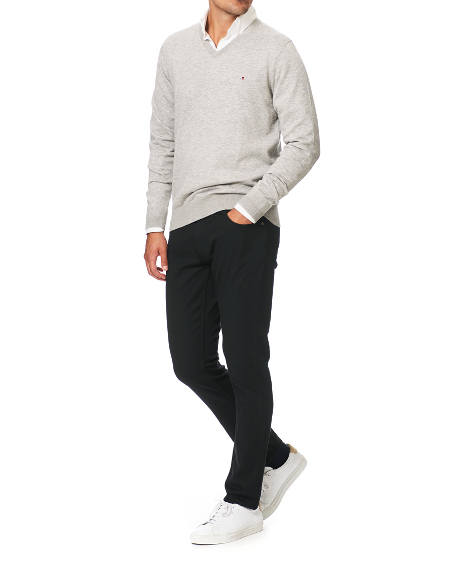 Herr | Tröjor | Tommy Hilfiger | Cotton/Silk V-Neck Pullover Cloud Heather