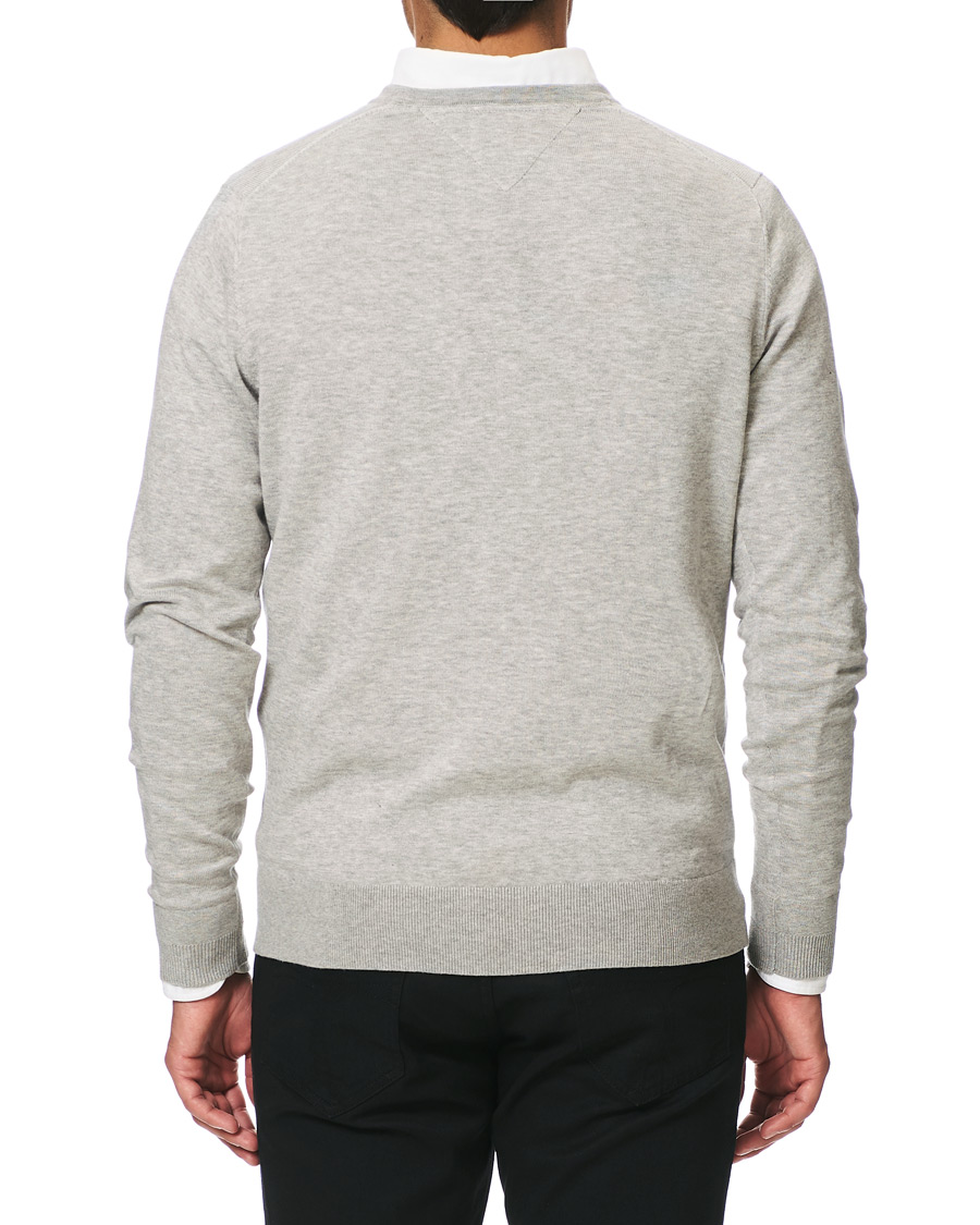 Herr | Tröjor | Tommy Hilfiger | Cotton/Silk V-Neck Pullover Cloud Heather