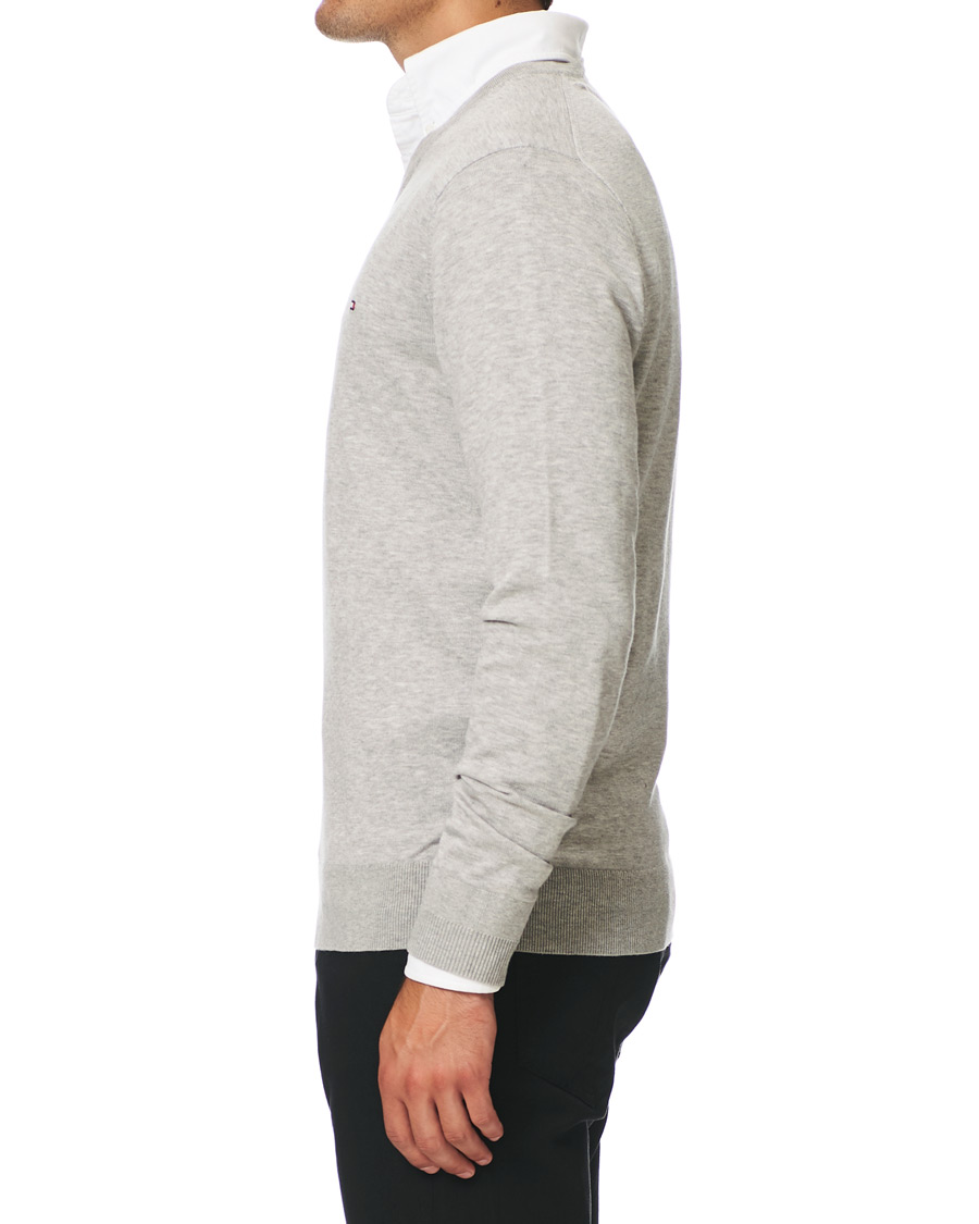 Herr | Tröjor | Tommy Hilfiger | Cotton/Silk V-Neck Pullover Cloud Heather