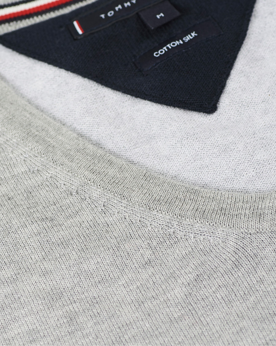 Herr | Tröjor | Tommy Hilfiger | Cotton/Silk V-Neck Pullover Cloud Heather