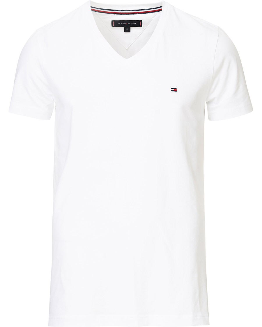 Herr | T-Shirts | Tommy Hilfiger | Slim Fit Stretch V-Neck Tee Bright White
