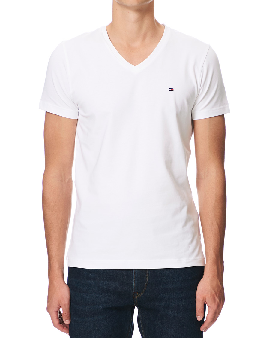 Herr | T-Shirts | Tommy Hilfiger | Slim Fit Stretch V-Neck Tee Bright White