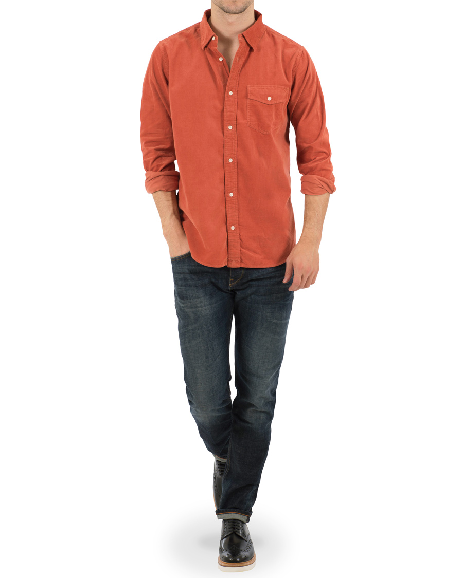 Herr | Skjortor | WACAY | Gusto Baby Cord Shirt Coral