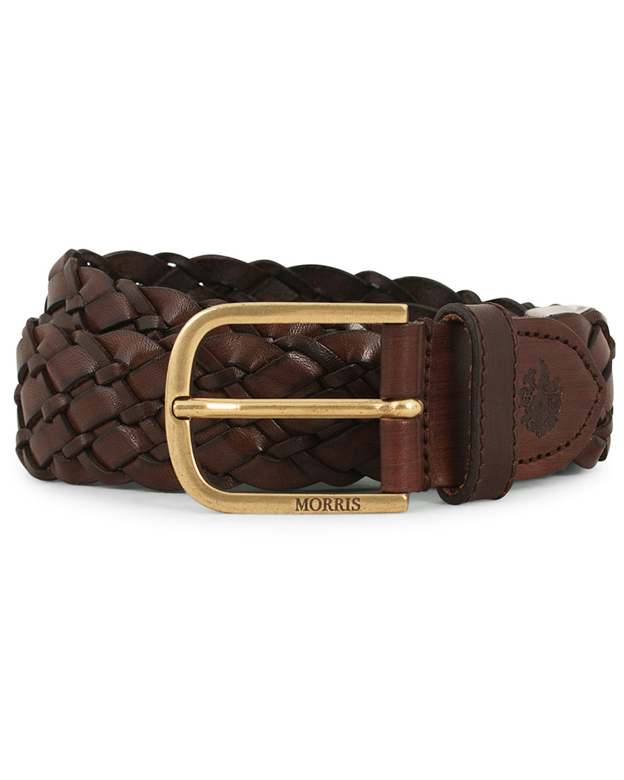 Herr | Morris Braided Leather 3,5 cm Belt Dark Brown | Morris | Braided Leather 3,5 cm Belt Dark Brown
