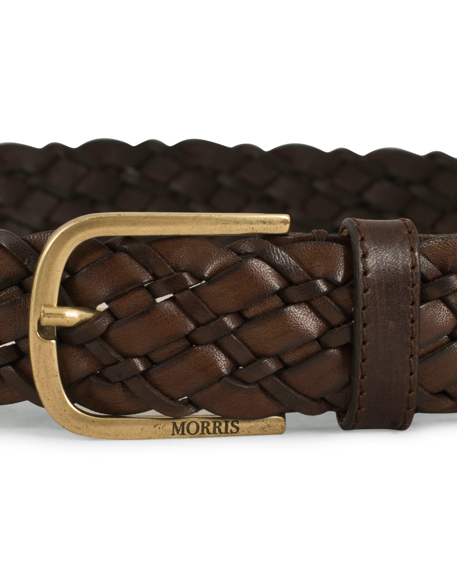 Herr | Morris Braided Leather 3,5 cm Belt Dark Brown | Morris | Braided Leather 3,5 cm Belt Dark Brown