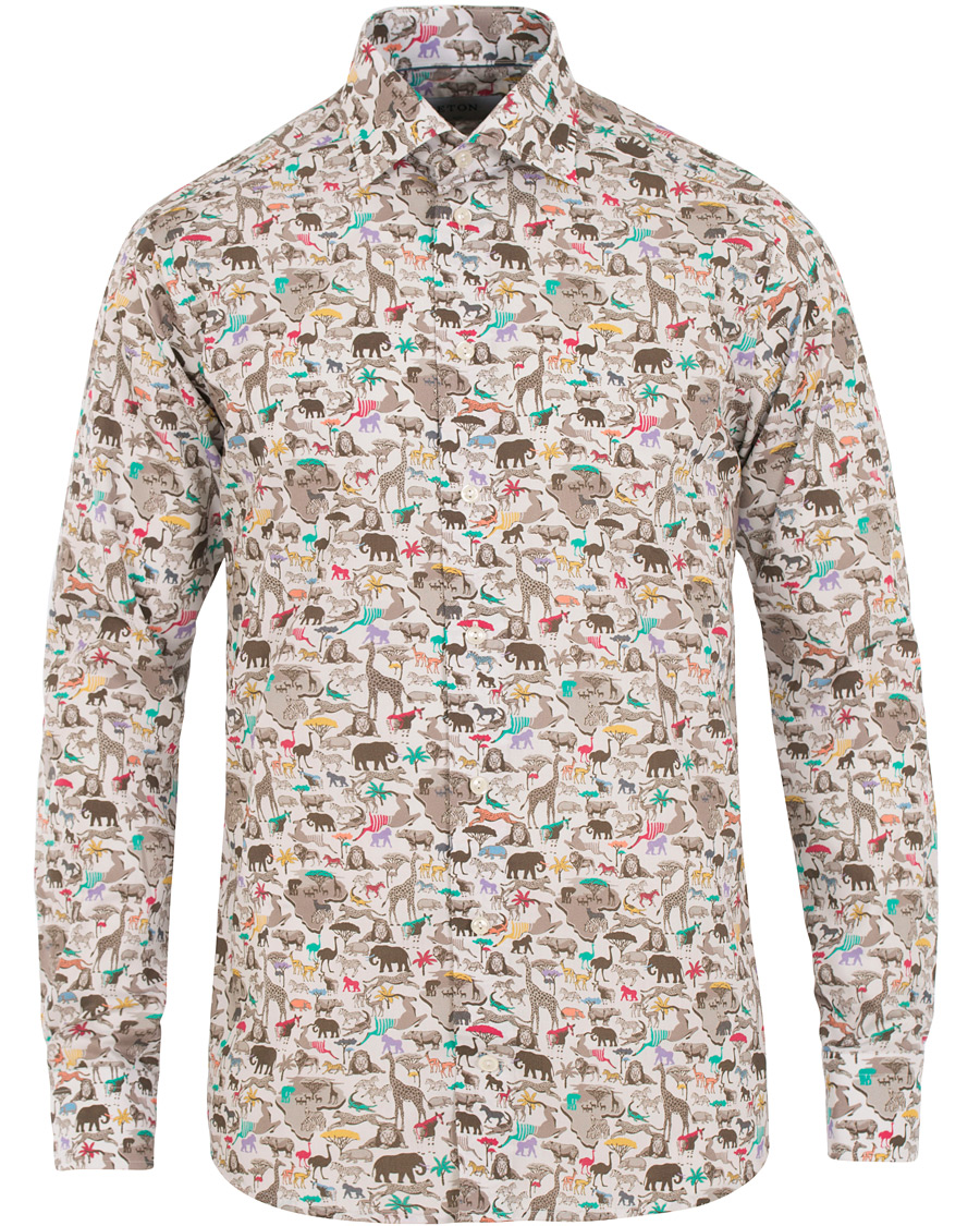 Herr | Skjortor | Eton | Slim Fit Printed Animals Shirt White