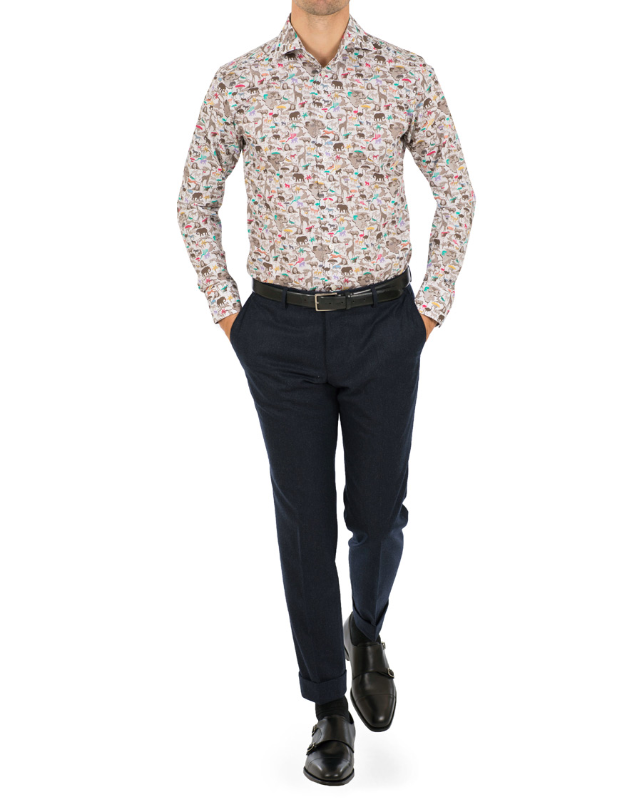 Herr | Skjortor | Eton | Slim Fit Printed Animals Shirt White