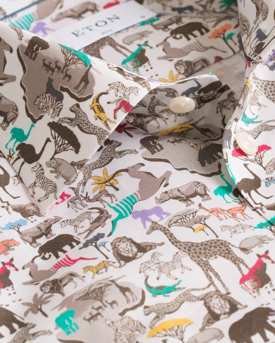 Herr | Skjortor | Eton | Slim Fit Printed Animals Shirt White