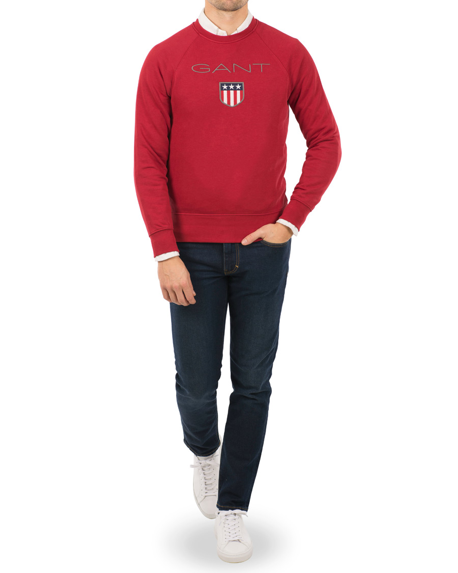 Herr | Tröjor | GANT | Shield Crew Neck Sweat Dark Red