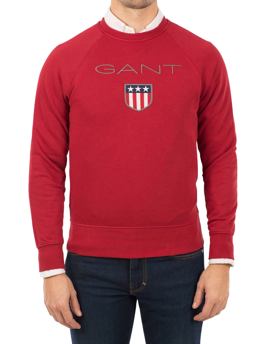 Herr | Tröjor | GANT | Shield Crew Neck Sweat Dark Red