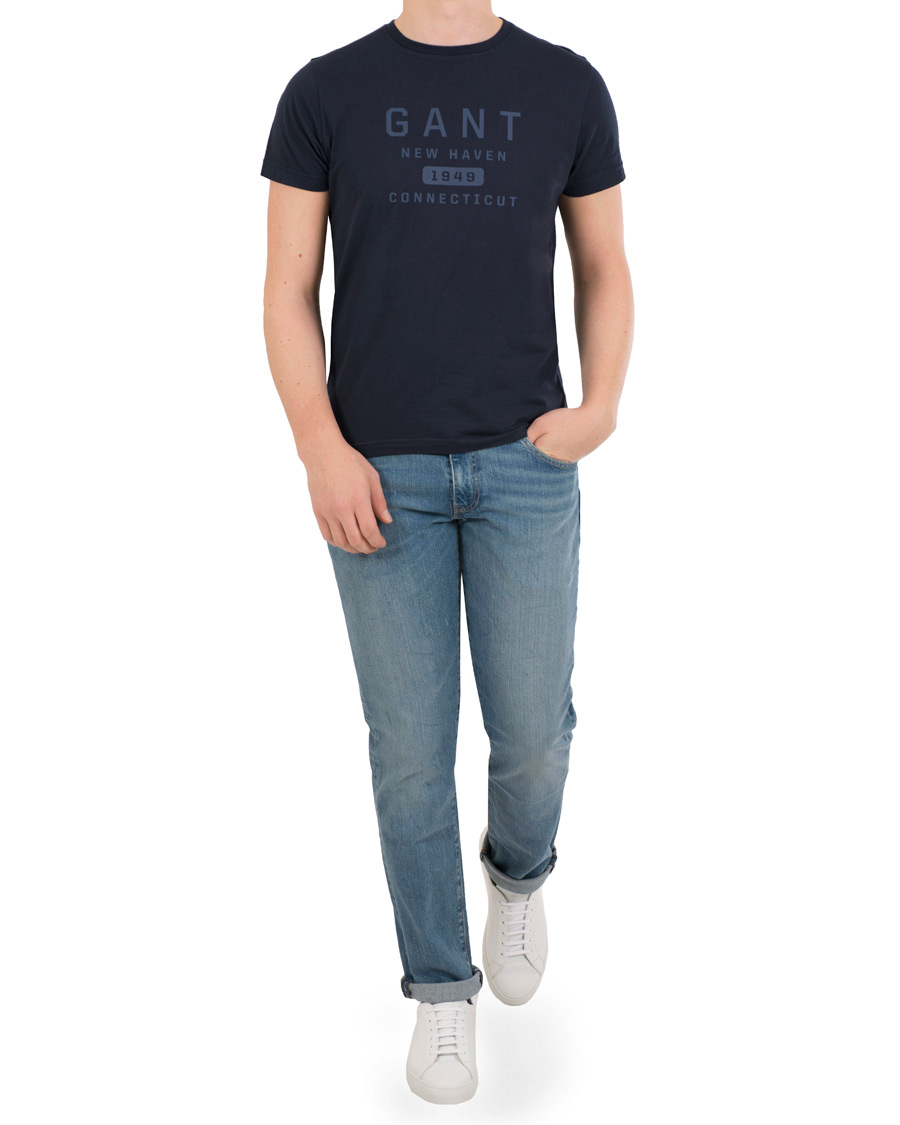 Herr | T-Shirts | GANT | New Haven Crew Neck Tee Evening Blue