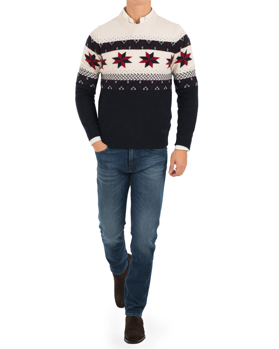 Herr | Tröjor | GANT | Fair Isle Christmas Crew Neck Navy