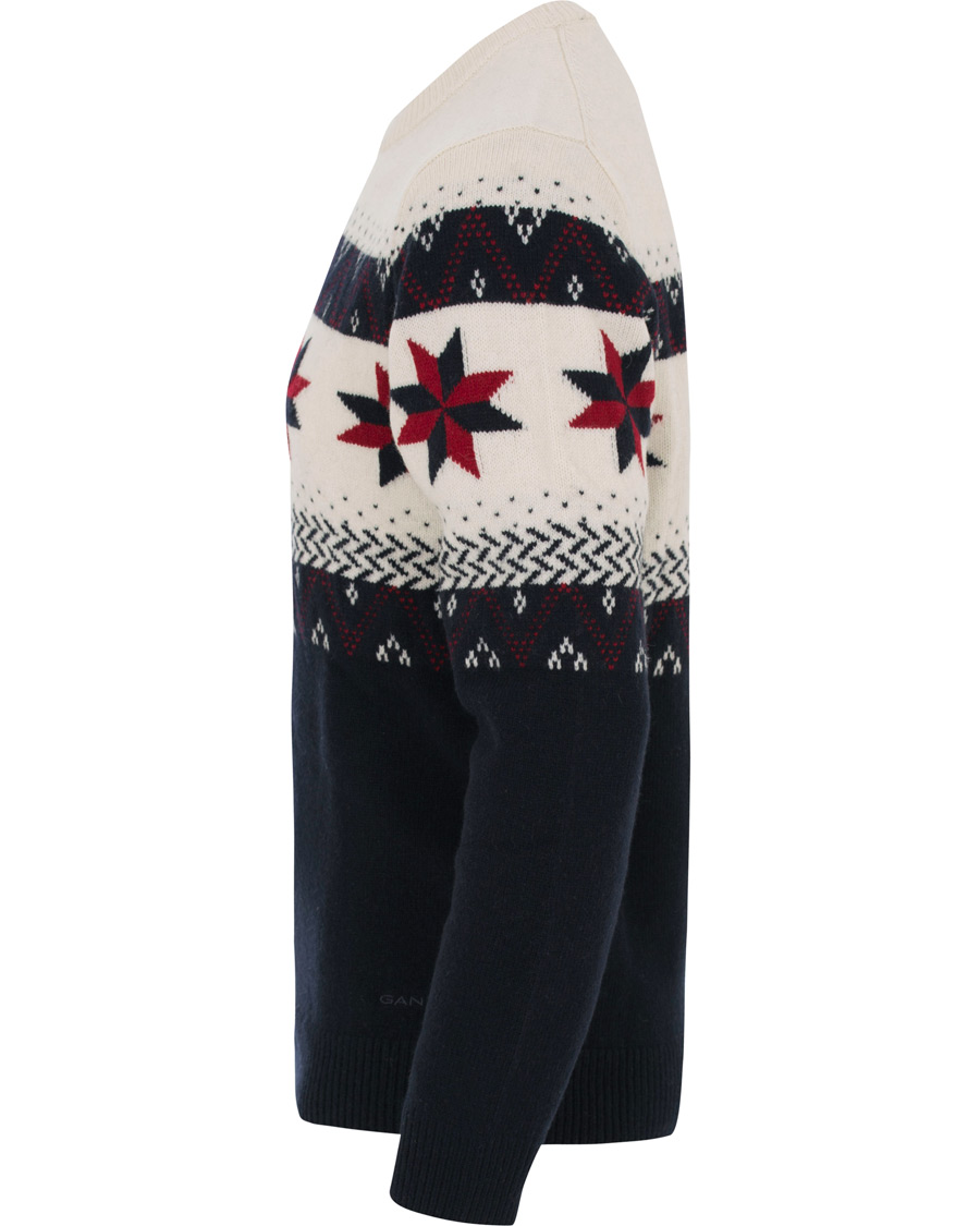 Herr | Tröjor | GANT | Fair Isle Christmas Crew Neck Navy