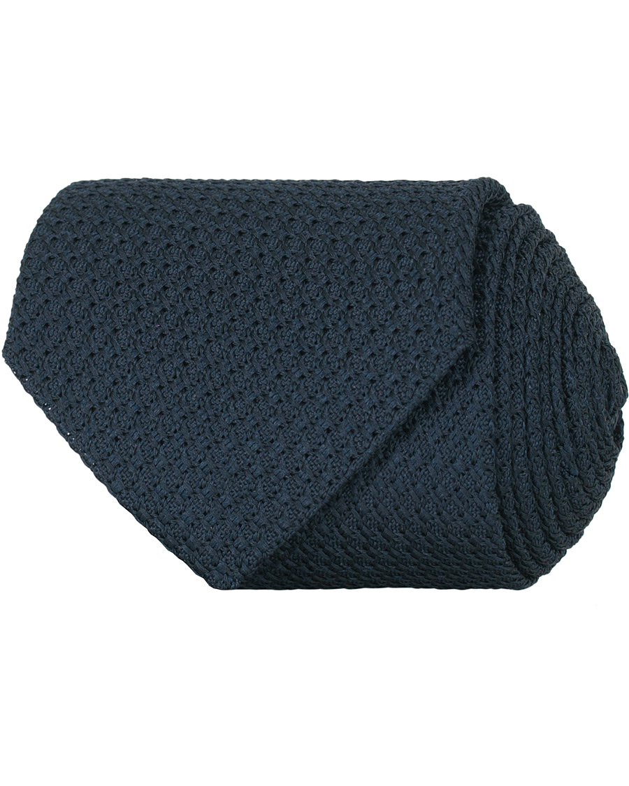 Herr | Turnbull & Asser Woven Grenadine Silk 8 cm Tie Navy | Turnbull & Asser | Woven Grenadine Silk 8 cm Tie Navy