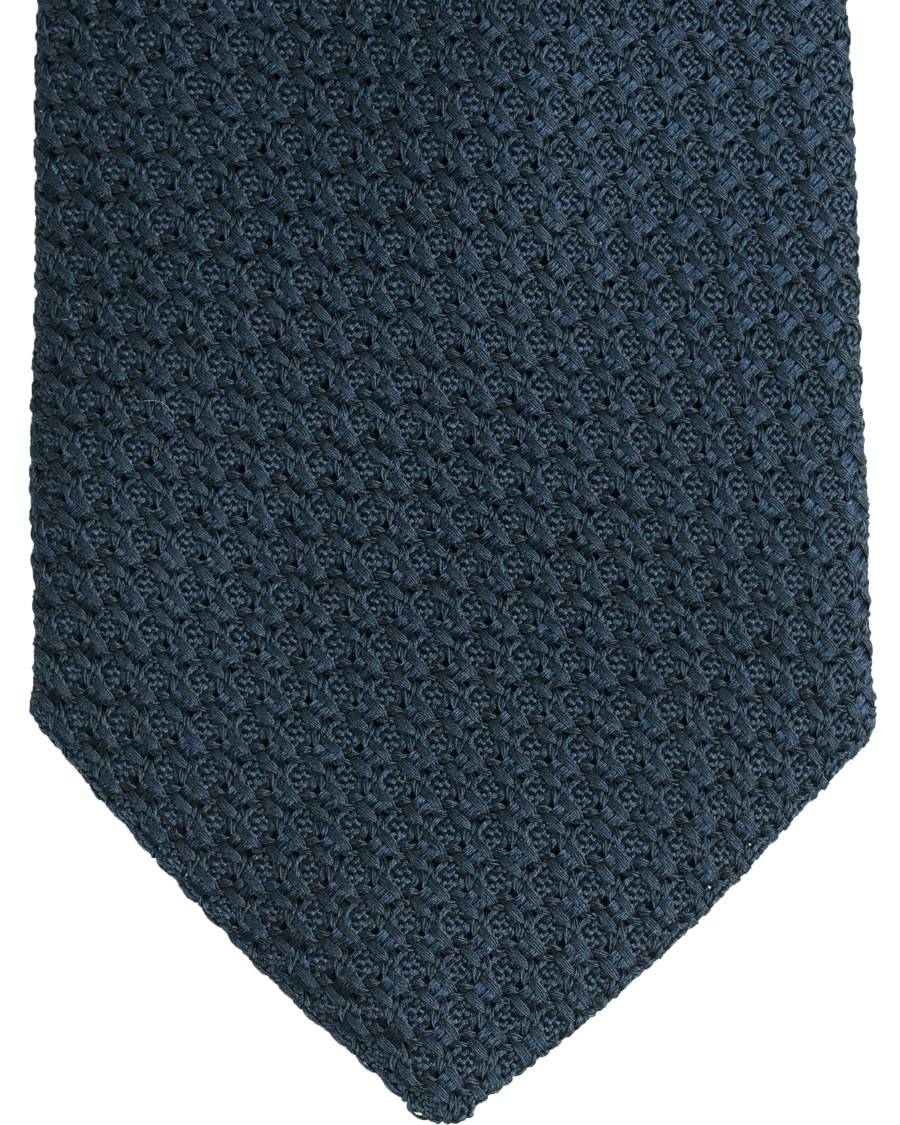 Herr | Turnbull & Asser Woven Grenadine Silk 8 cm Tie Navy | Turnbull & Asser | Woven Grenadine Silk 8 cm Tie Navy