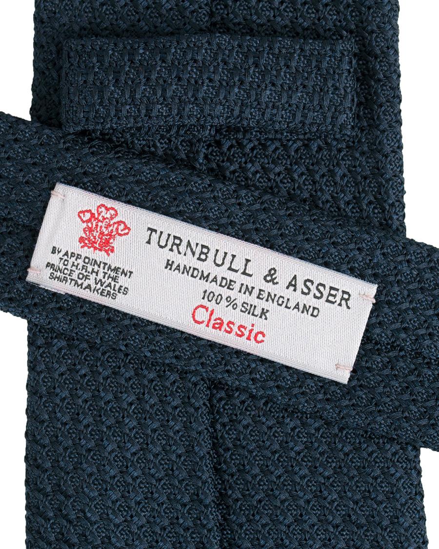 Herr | Turnbull & Asser Woven Grenadine Silk 8 cm Tie Navy | Turnbull & Asser | Woven Grenadine Silk 8 cm Tie Navy
