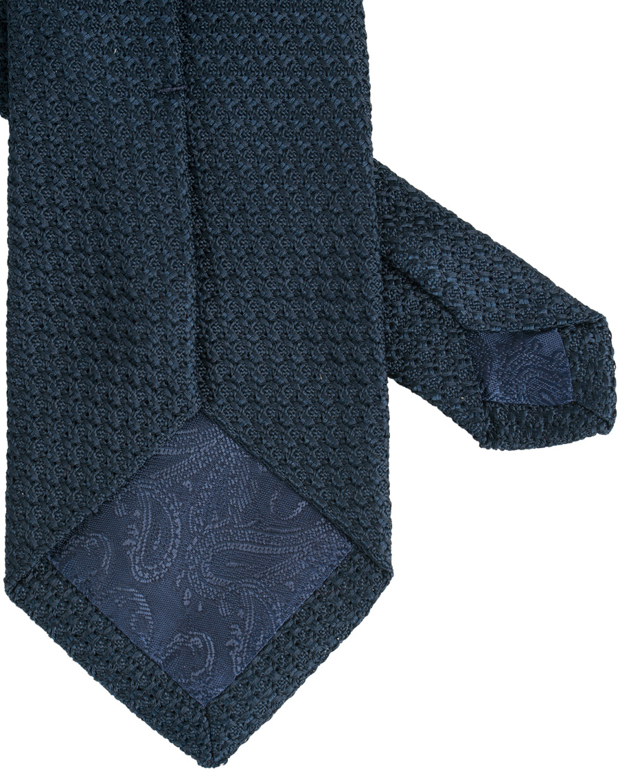 Herr | Turnbull & Asser Woven Grenadine Silk 8 cm Tie Navy | Turnbull & Asser | Woven Grenadine Silk 8 cm Tie Navy