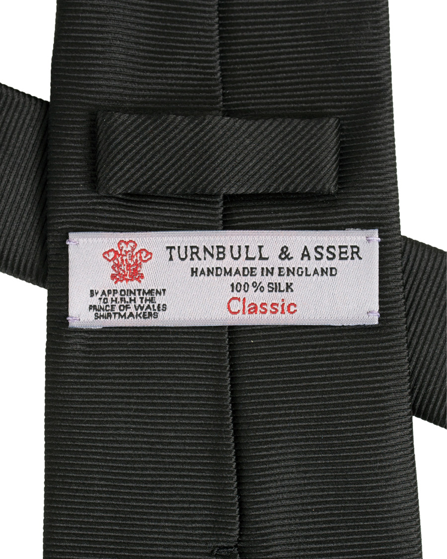 Herr | Turnbull & Asser Horizontal Twill 8 cm Tie Black | Turnbull & Asser | Horizontal Twill 8 cm Tie Black