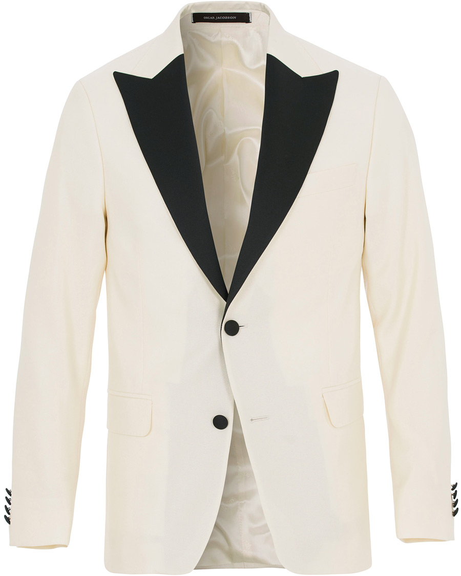 Herr | Kavajer | Oscar Jacobson | Elder Peak Lapel Tuxedo Blazer White