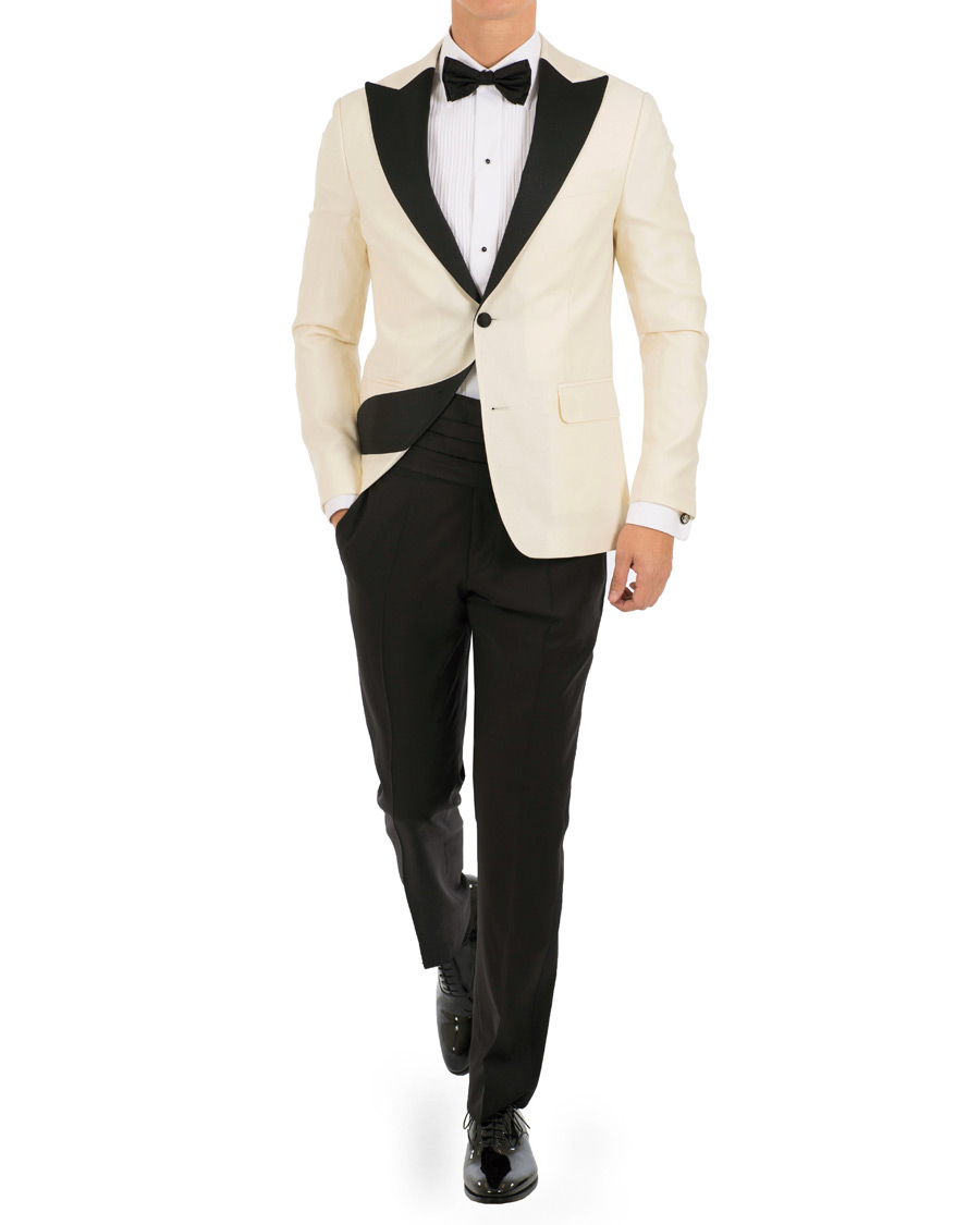 Herr | Kavajer | Oscar Jacobson | Elder Peak Lapel Tuxedo Blazer White