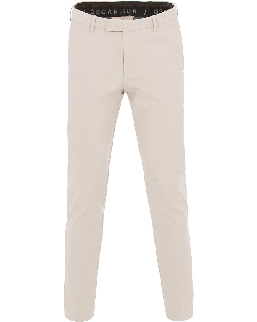 Herr | Byxor | Oscar Jacobson | Denzel Cotton Stretch Trousers Beige