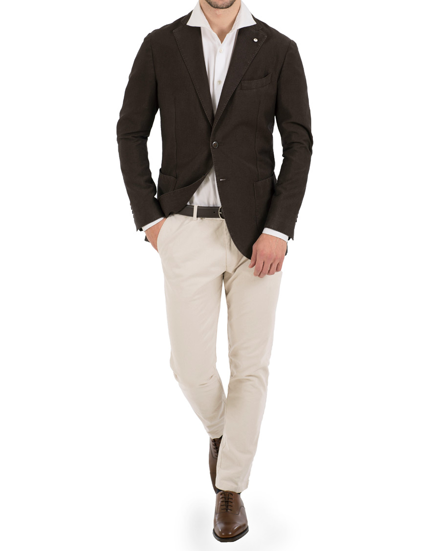 Herr | Byxor | Oscar Jacobson | Denzel Cotton Stretch Trousers Beige