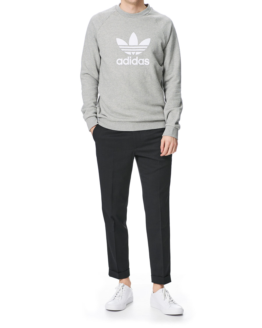 Herr | Tröjor | adidas Originals | Trefoil Crew Neck Sweatshirt Grey Melange
