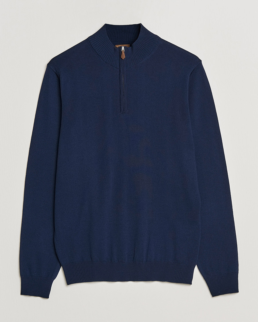 Herr | Tröjor | Stenströms | Merino Wool Half Zip Navy