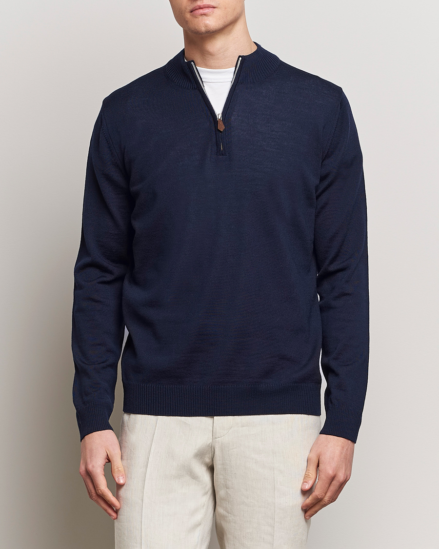 Herr | Kläder | Stenströms | Merino Wool Half Zip Navy