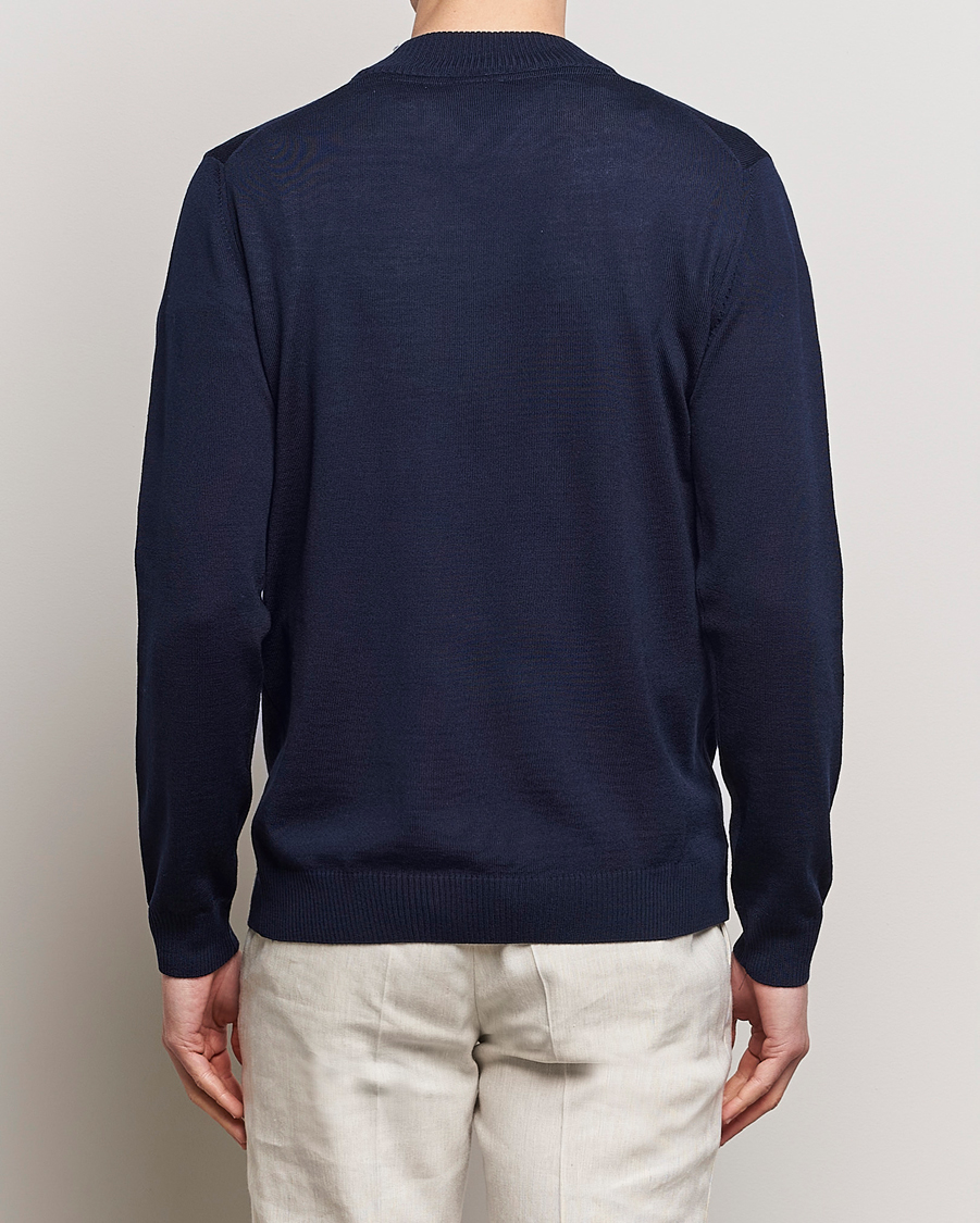 Herr | Tröjor | Stenströms | Merino Wool Half Zip Navy