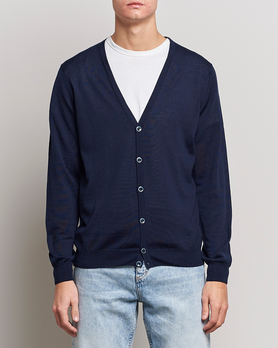 Herr | The Classics of Tomorrow | Stenströms | Merino Zegna Knitted Cardigan Navy