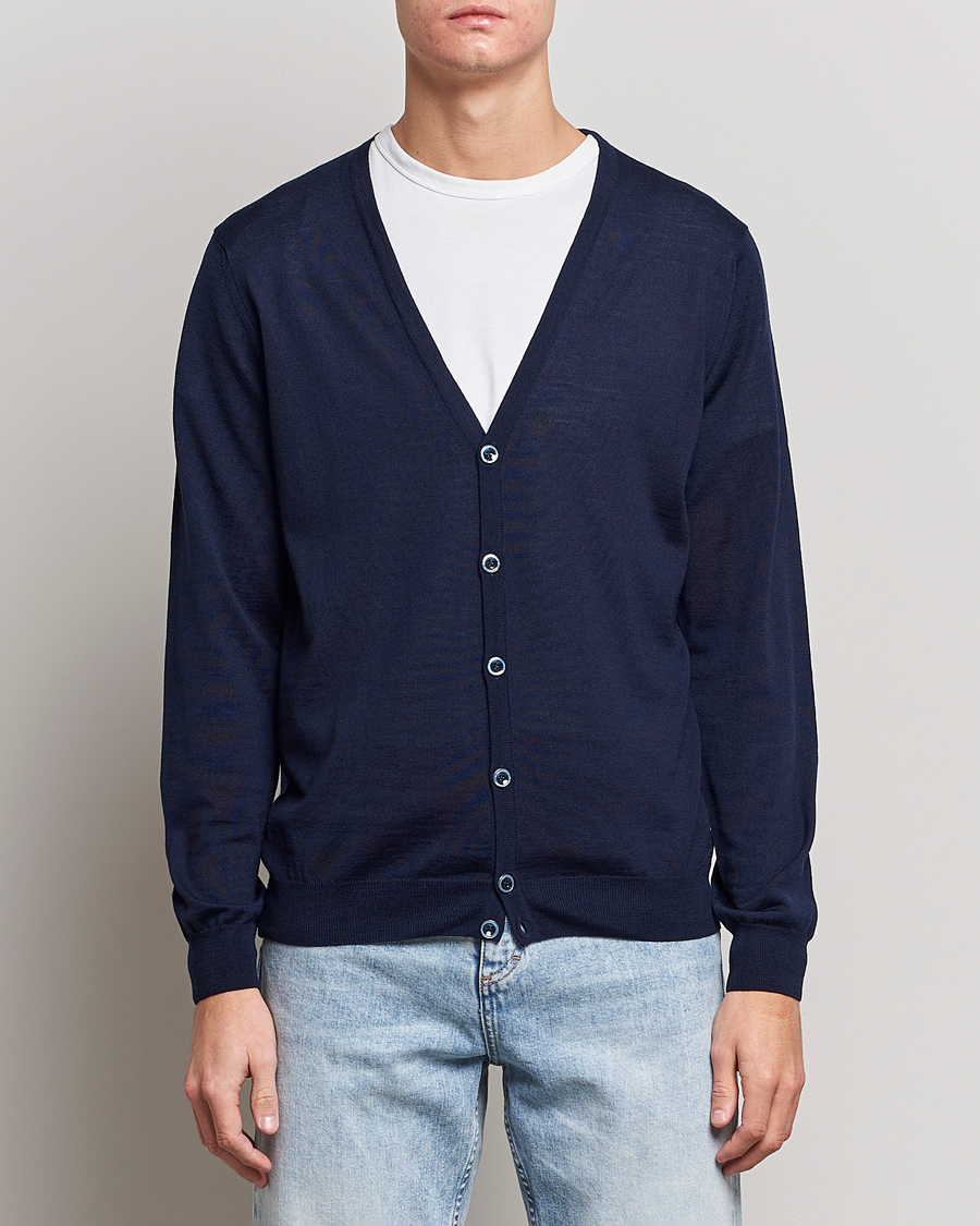 Herr | Tröjor | Stenströms | Merino Zegna Knitted Cardigan Navy