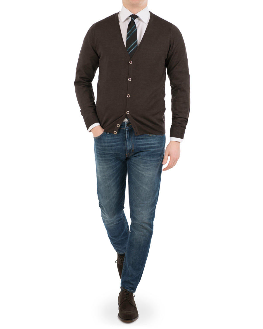 Herr | Tröjor | Stenströms | Merino Zegna Knitted Cardigan Brown