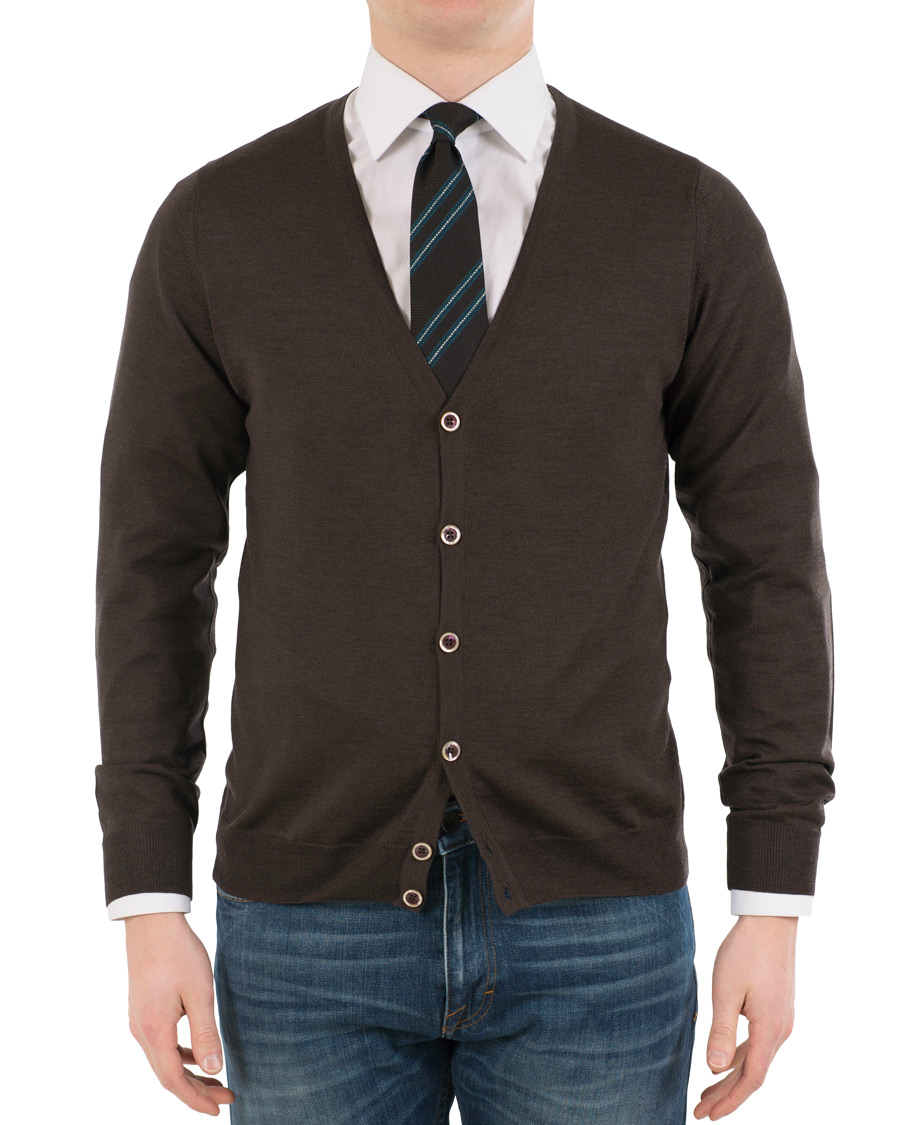 Herr | Tröjor | Stenströms | Merino Zegna Knitted Cardigan Brown