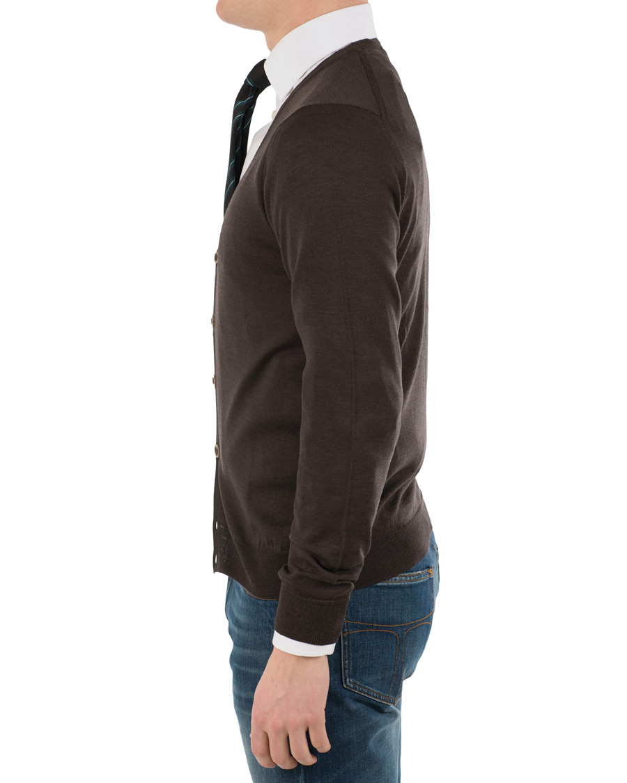 Herr | Tröjor | Stenströms | Merino Zegna Knitted Cardigan Brown