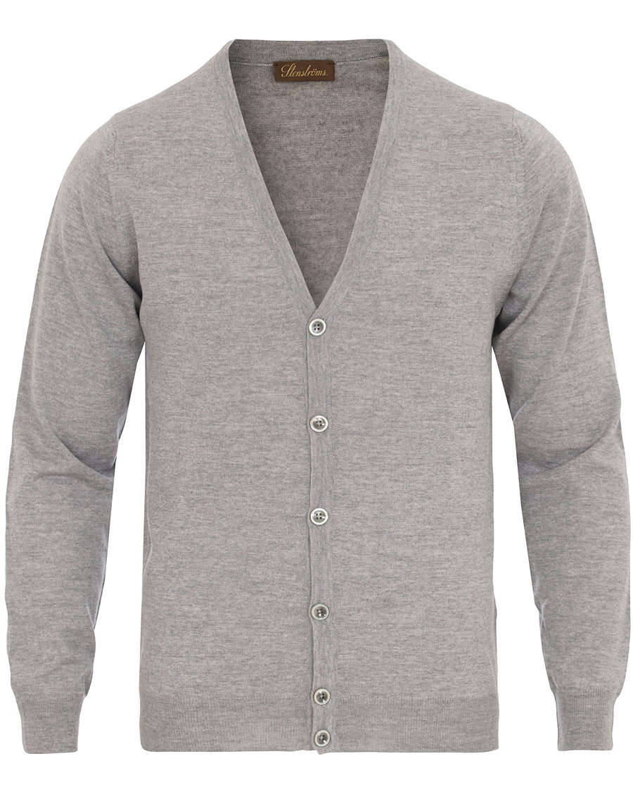 Herr | Tröjor | Stenströms | Merino Zegna Knitted Cardigan Grey