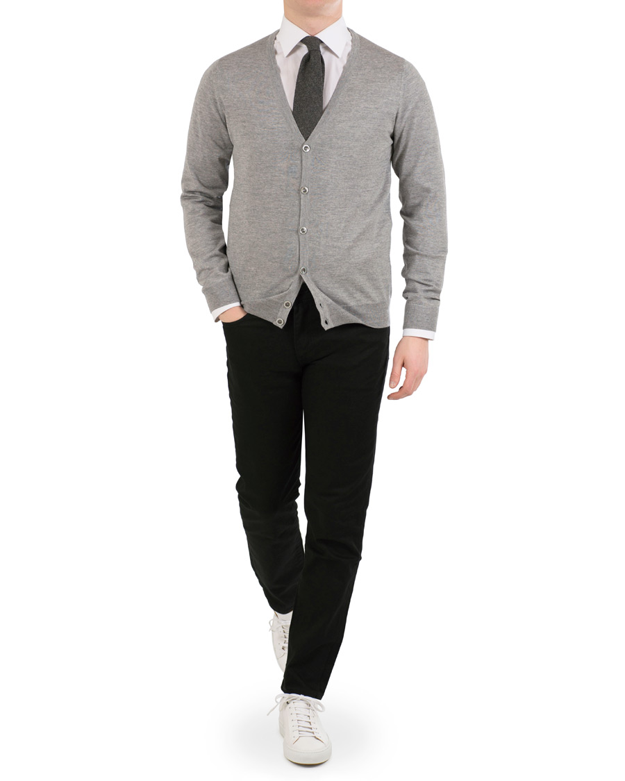 Herr | Tröjor | Stenströms | Merino Zegna Knitted Cardigan Grey