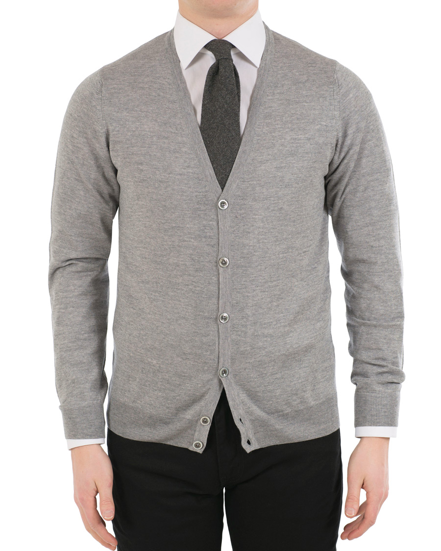 Herr | Tröjor | Stenströms | Merino Zegna Knitted Cardigan Grey