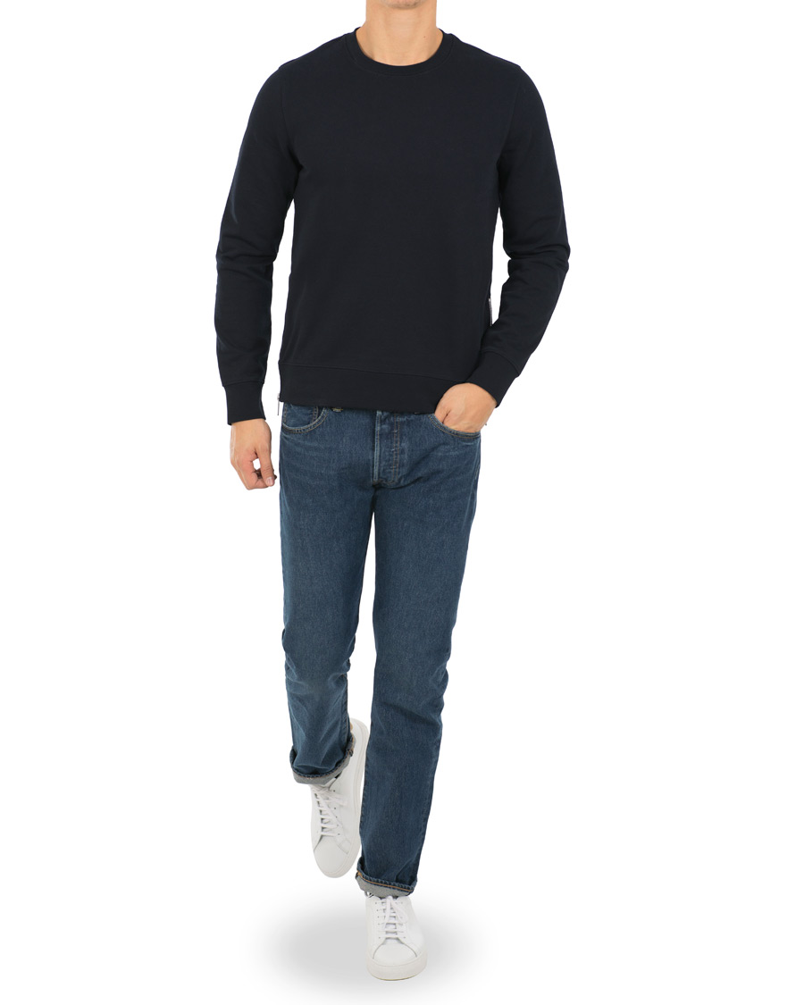 Herr | Tröjor | Vince | Side Zip Crew Neck Sweatshirt New Coastal Blue
