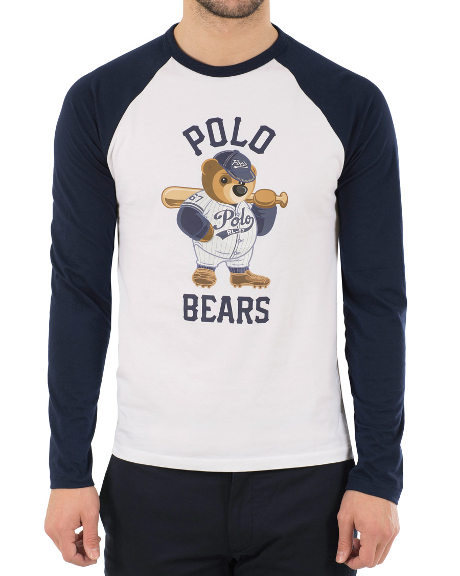 Herr | T-Shirts | Polo Ralph Lauren | Baseball Bears Collection Crew Neck Long Tee White/Navy