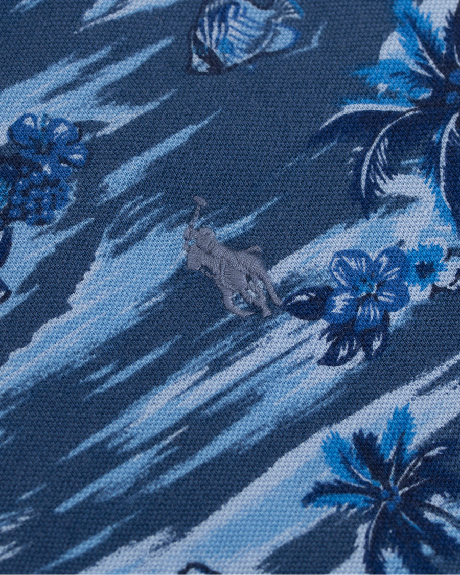Herr | Pikéer | Polo Ralph Lauren | Featherweight Grandad Collar Polo Indigo Island Blue