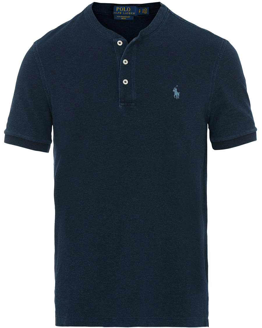 Polo Ralph Lauren Featherweight Grandad Collar Polo Dark Indigo hos CareOfC