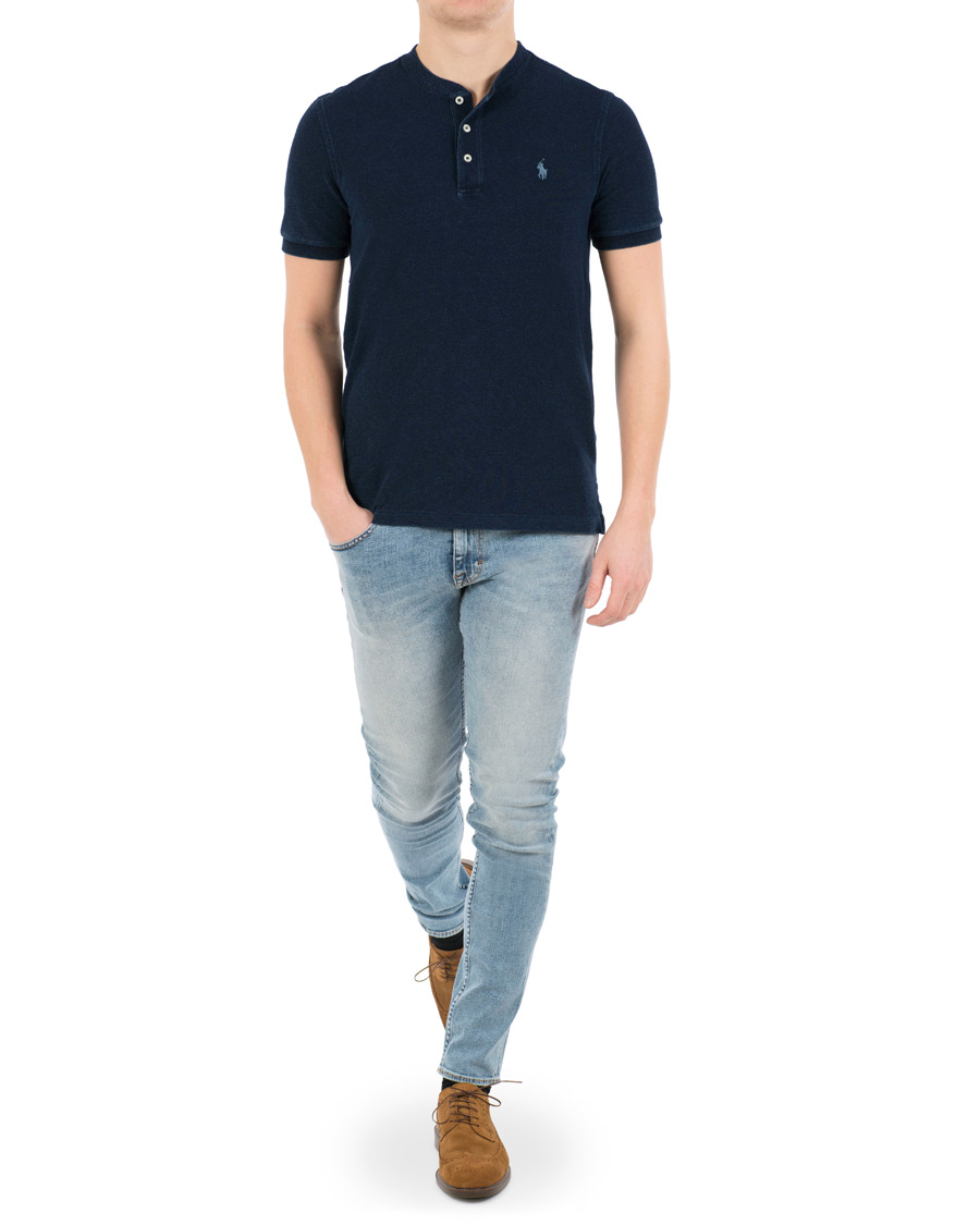 Herr | Pikéer | Polo Ralph Lauren | Featherweight Grandad Collar Polo Dark Indigo