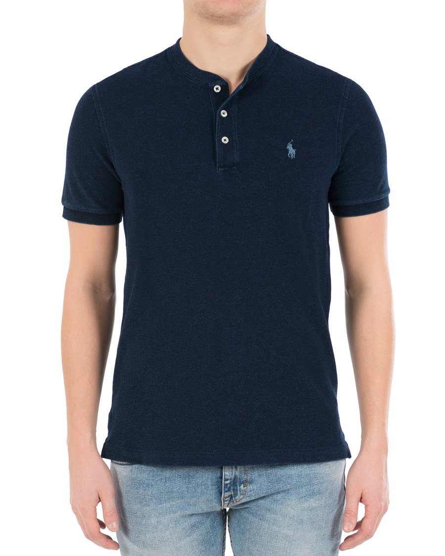 Herr | Pikéer | Polo Ralph Lauren | Featherweight Grandad Collar Polo Dark Indigo