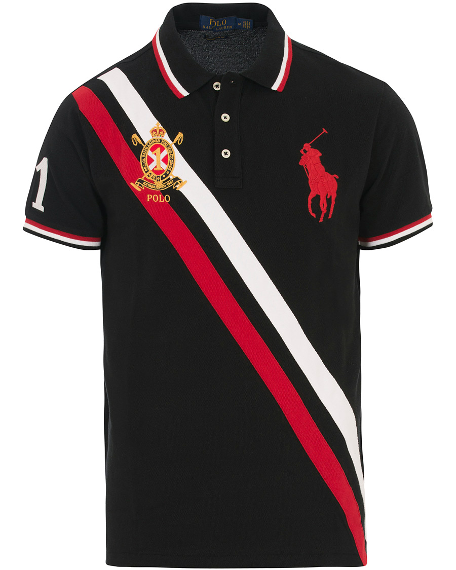 Herr | Pikéer | Polo Ralph Lauren | Custom Fit Diagonal Stripe Big Pony Polo Black/Multi