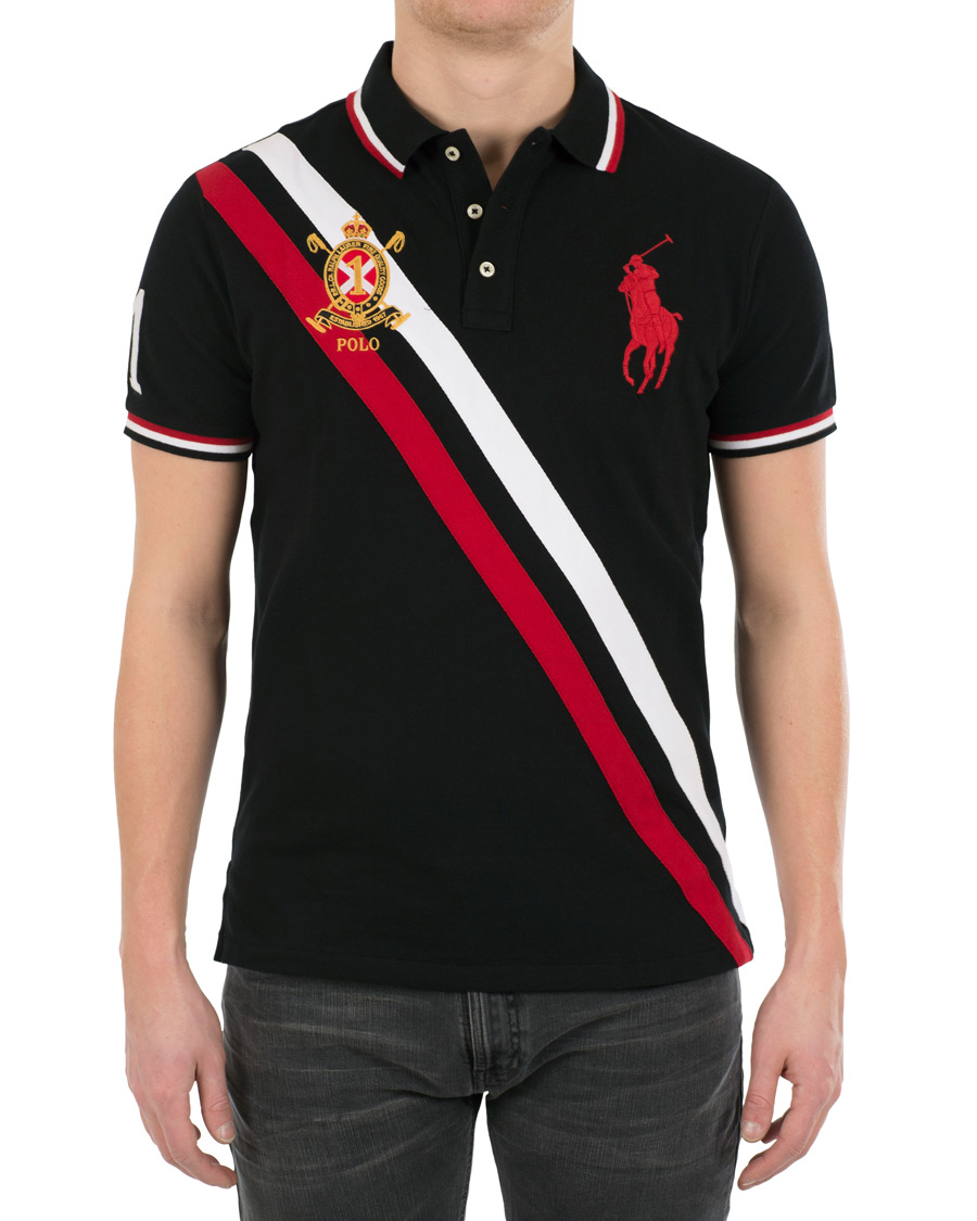 Herr | Pikéer | Polo Ralph Lauren | Custom Fit Diagonal Stripe Big Pony Polo Black/Multi